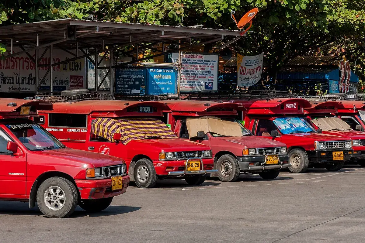 Red songthaew in Chiang Mai